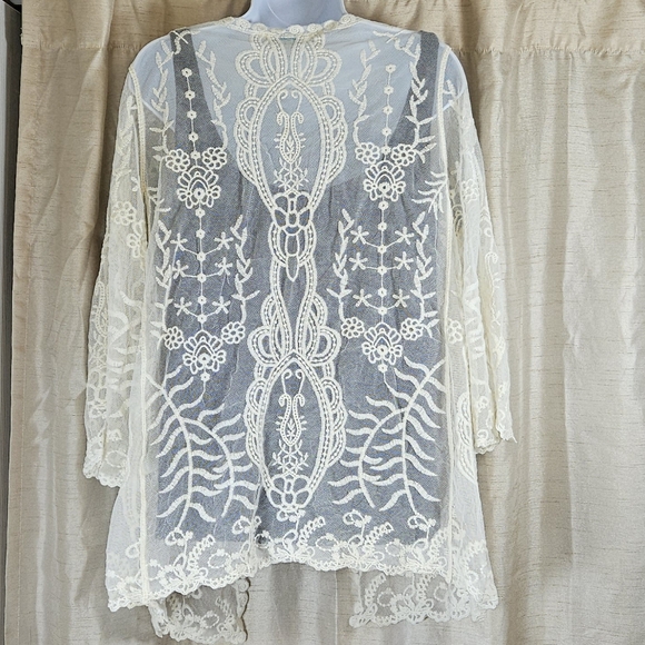 Sundance ivory white lace cardigan jacket Womens Large - Picture 4 of 11